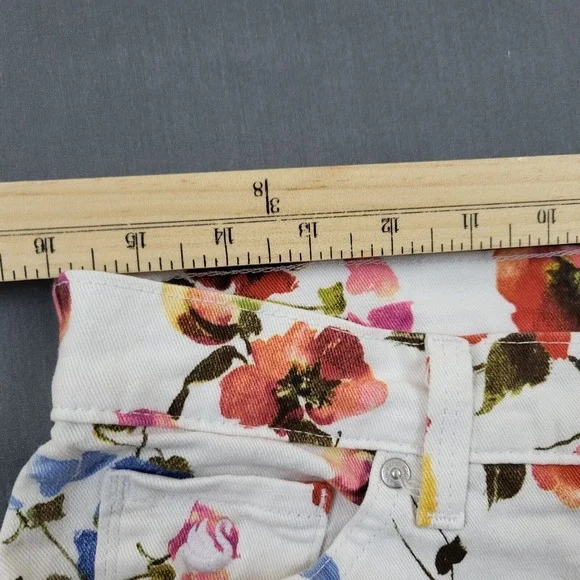 Gloria Vanderbilt Amanda Floral Shorts Womens 14 White Pink Orange Blue - Picture 4 of 13